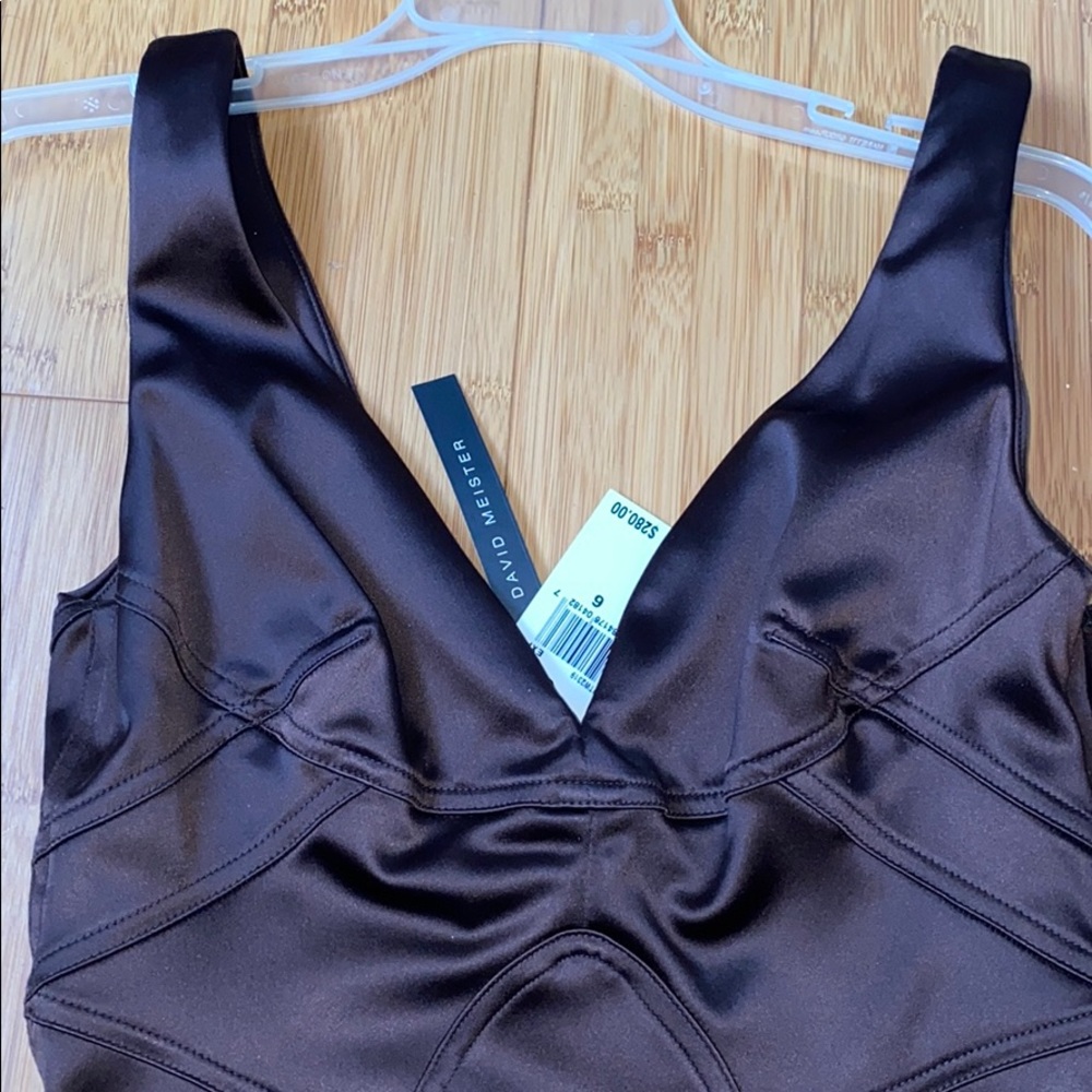 NWT David Meister Cocktail Dress Brown sz 6